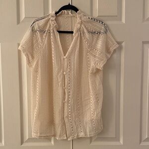 SHEIN Cream Lace Blouse